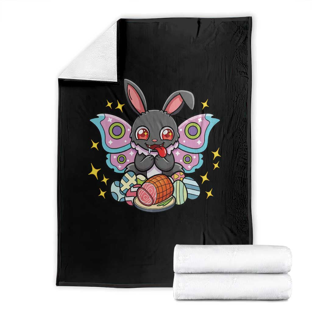 Funny Easter Bunny Mothman Loves Glazed Ham Throw Blanket