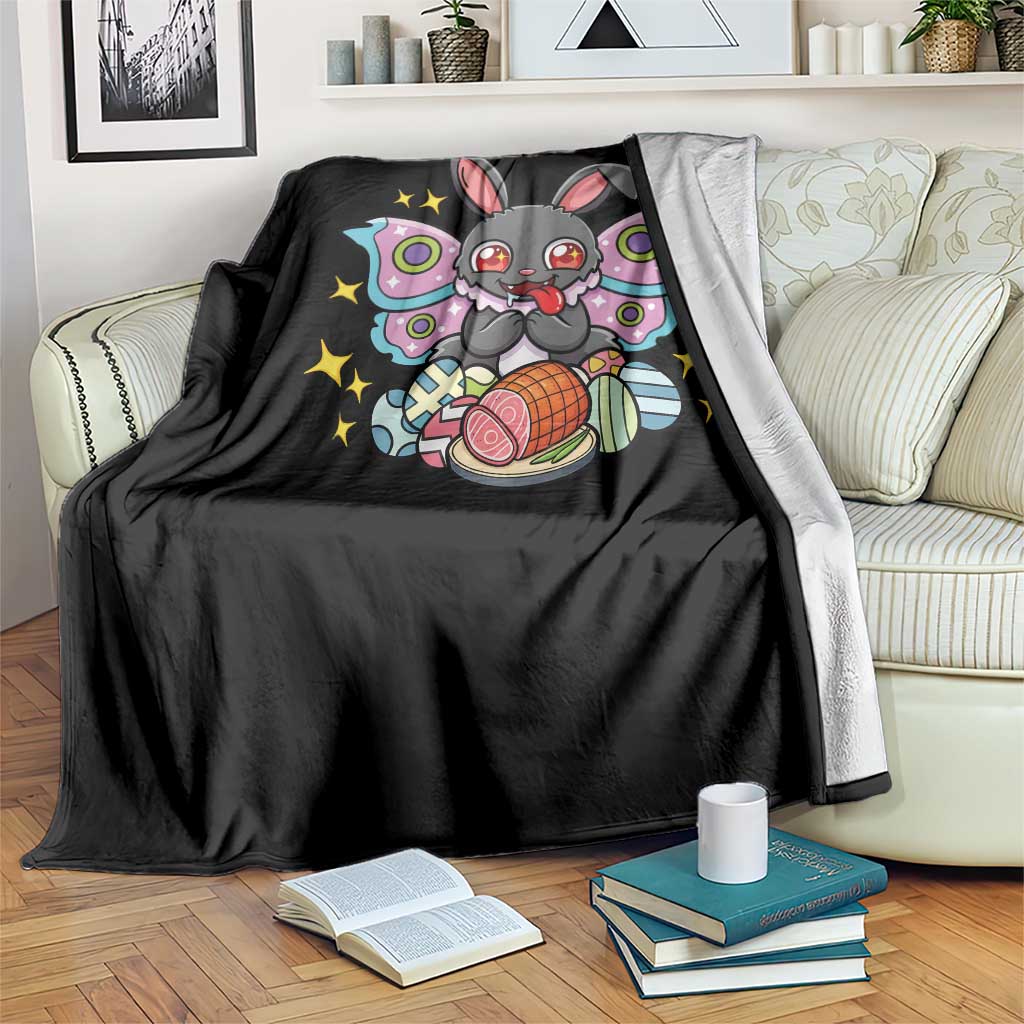 Funny Easter Bunny Mothman Loves Glazed Ham Throw Blanket