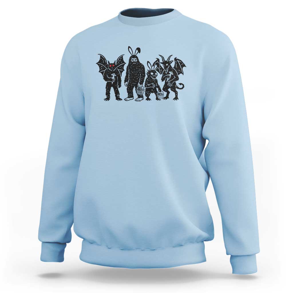 Funny Easter Cryptid Squad Sweatshirt Bigfoot Mothman Jersey Devil Chupacabra Gift