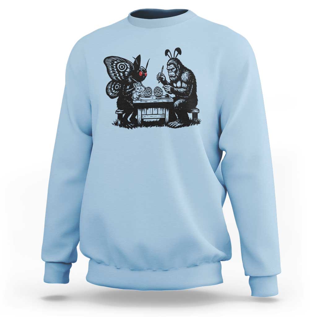 Funny Bigfoot And Mothman Egg Painting Sweatshirt Cryptid Easter Gift