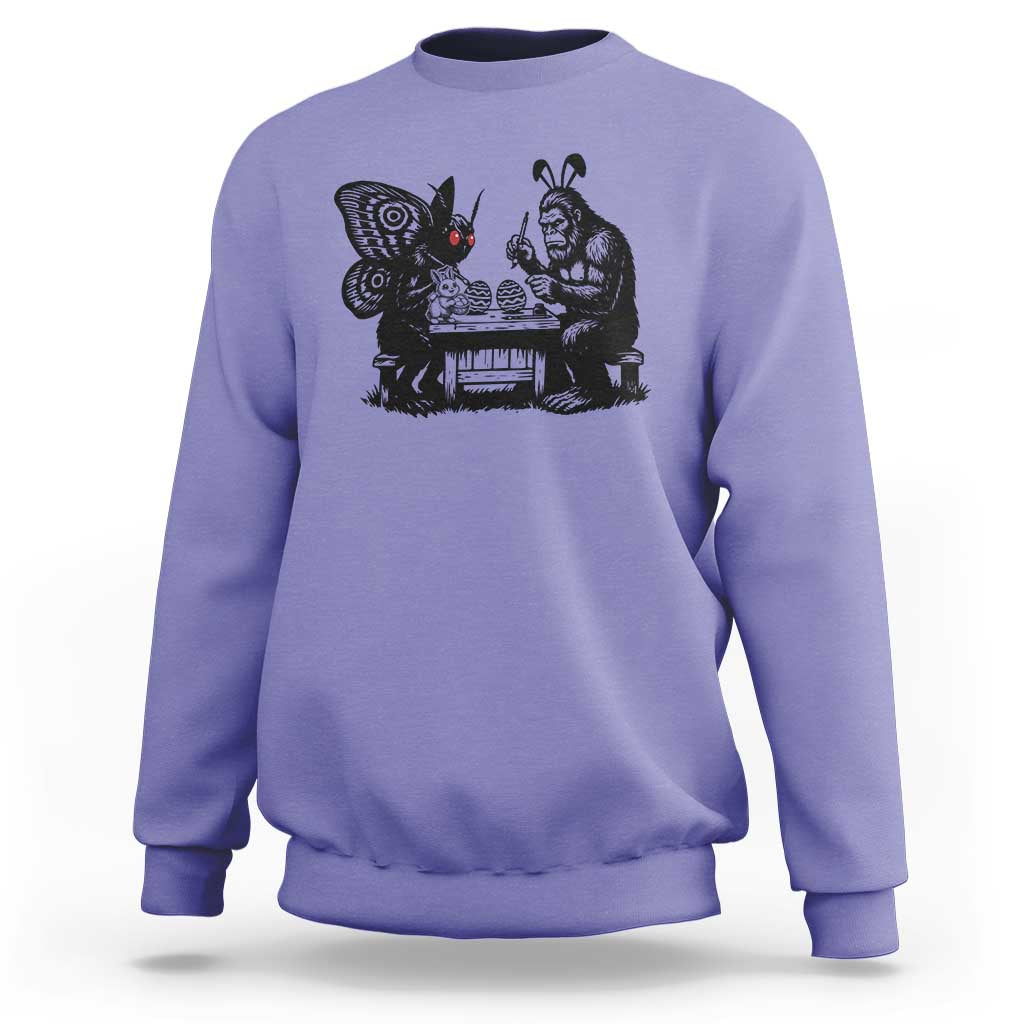Funny Bigfoot And Mothman Egg Painting Sweatshirt Cryptid Easter Gift