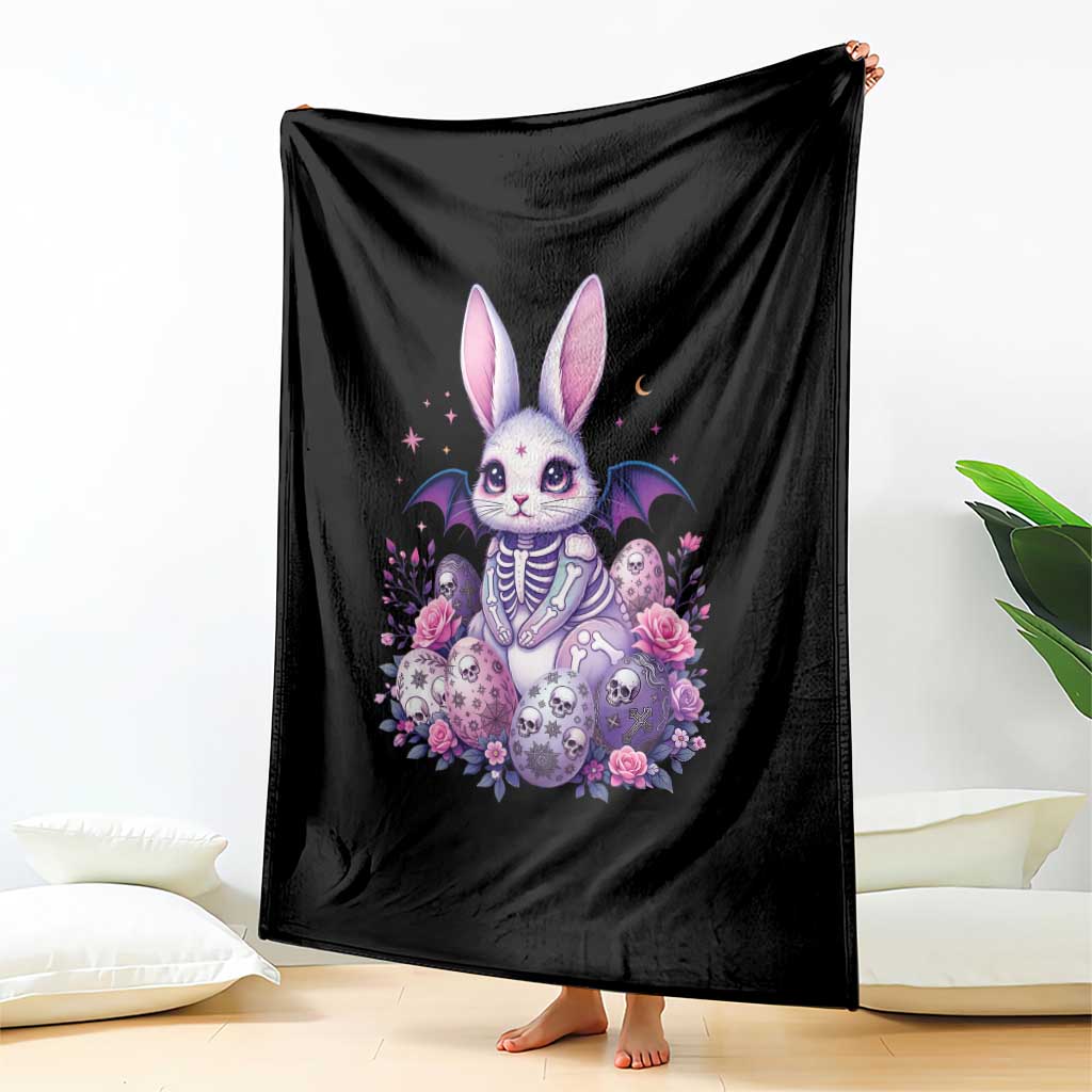 Cute Spooky Easter Bunny Throw Blanket Pastel Goth Rabbit Gift