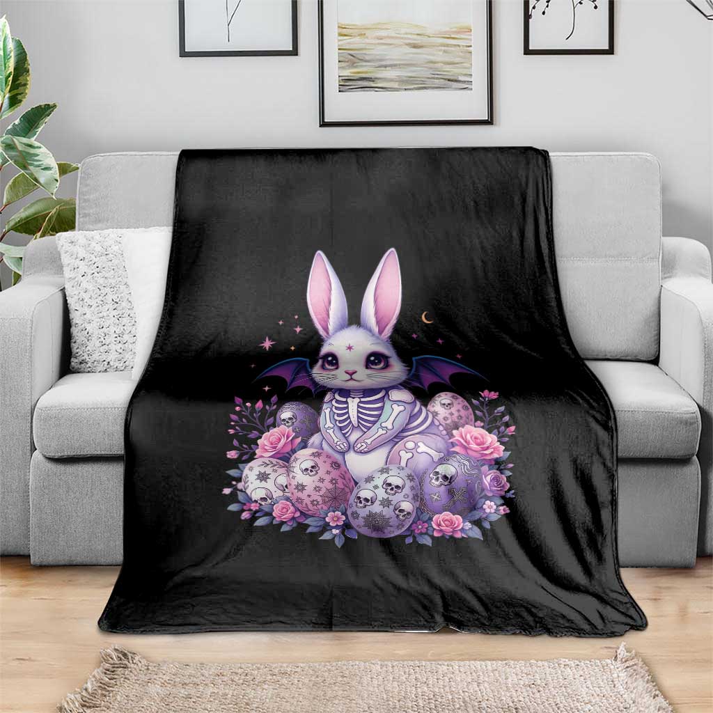 Cute Spooky Easter Bunny Throw Blanket Pastel Goth Rabbit Gift