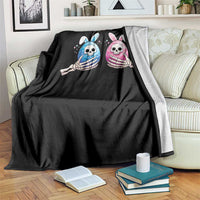 Gothic Easter Gift Throw Blanket Skeleton Hands Holding Easter Eggs