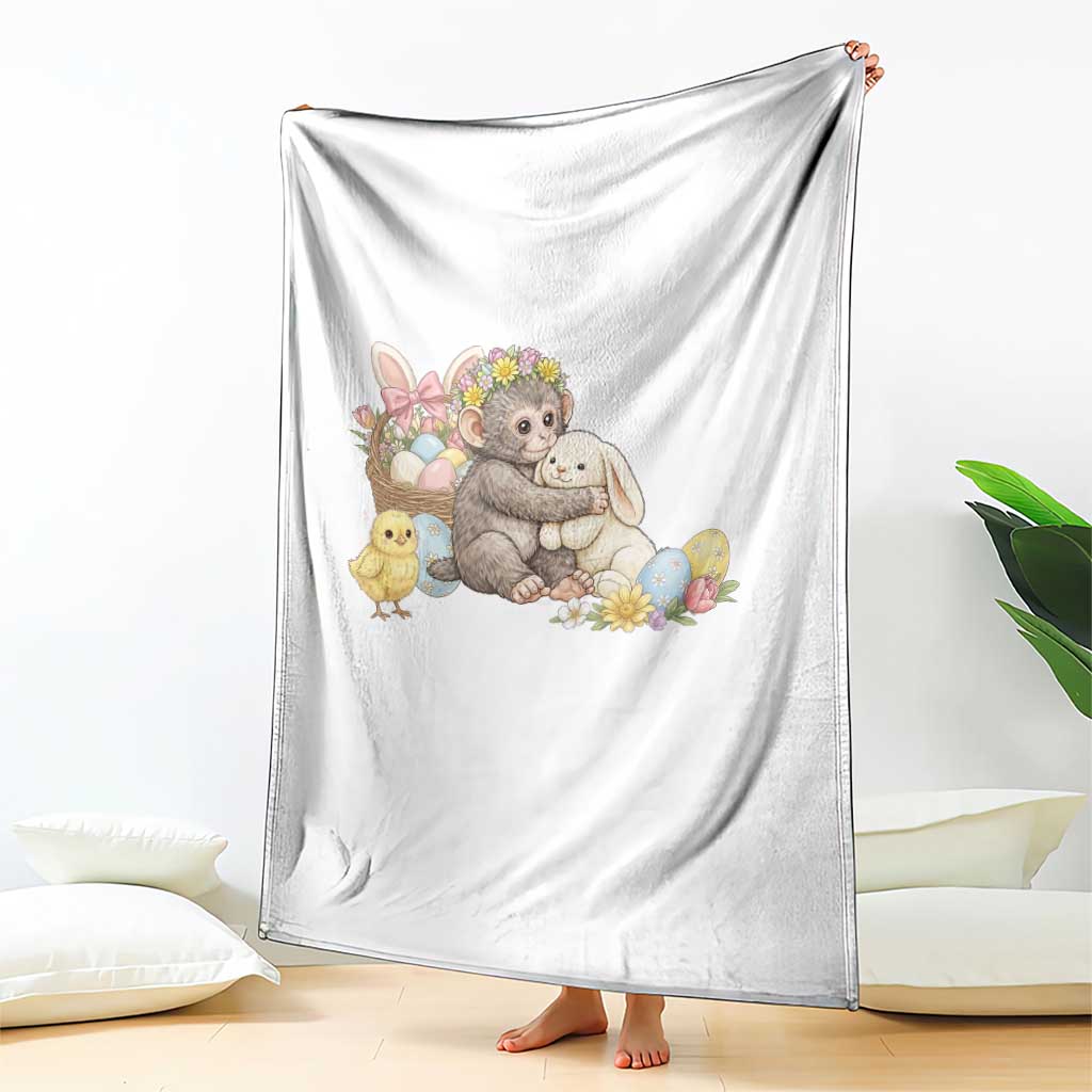 Cute Punch Baby Monkey Easter Throw Blanket Funny Animal Gift