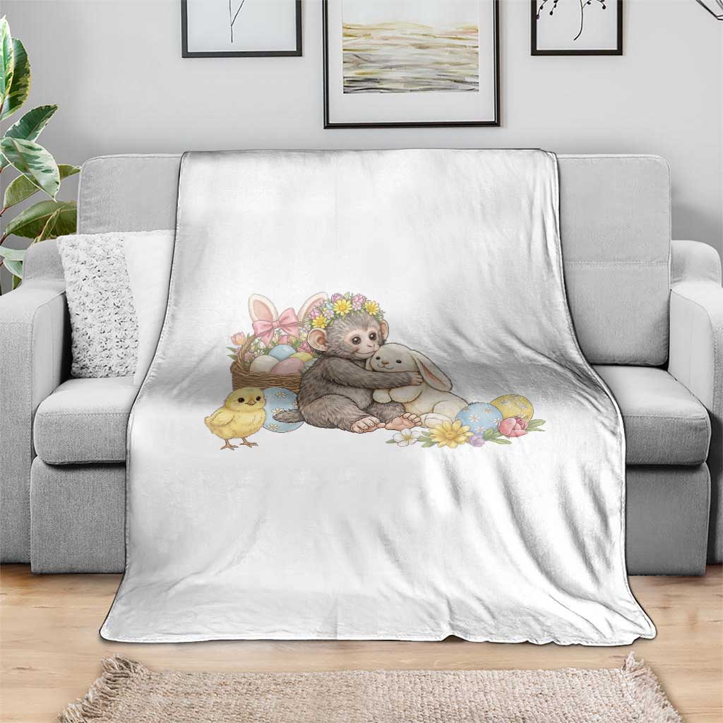 Cute Punch Baby Monkey Easter Throw Blanket Funny Animal Gift