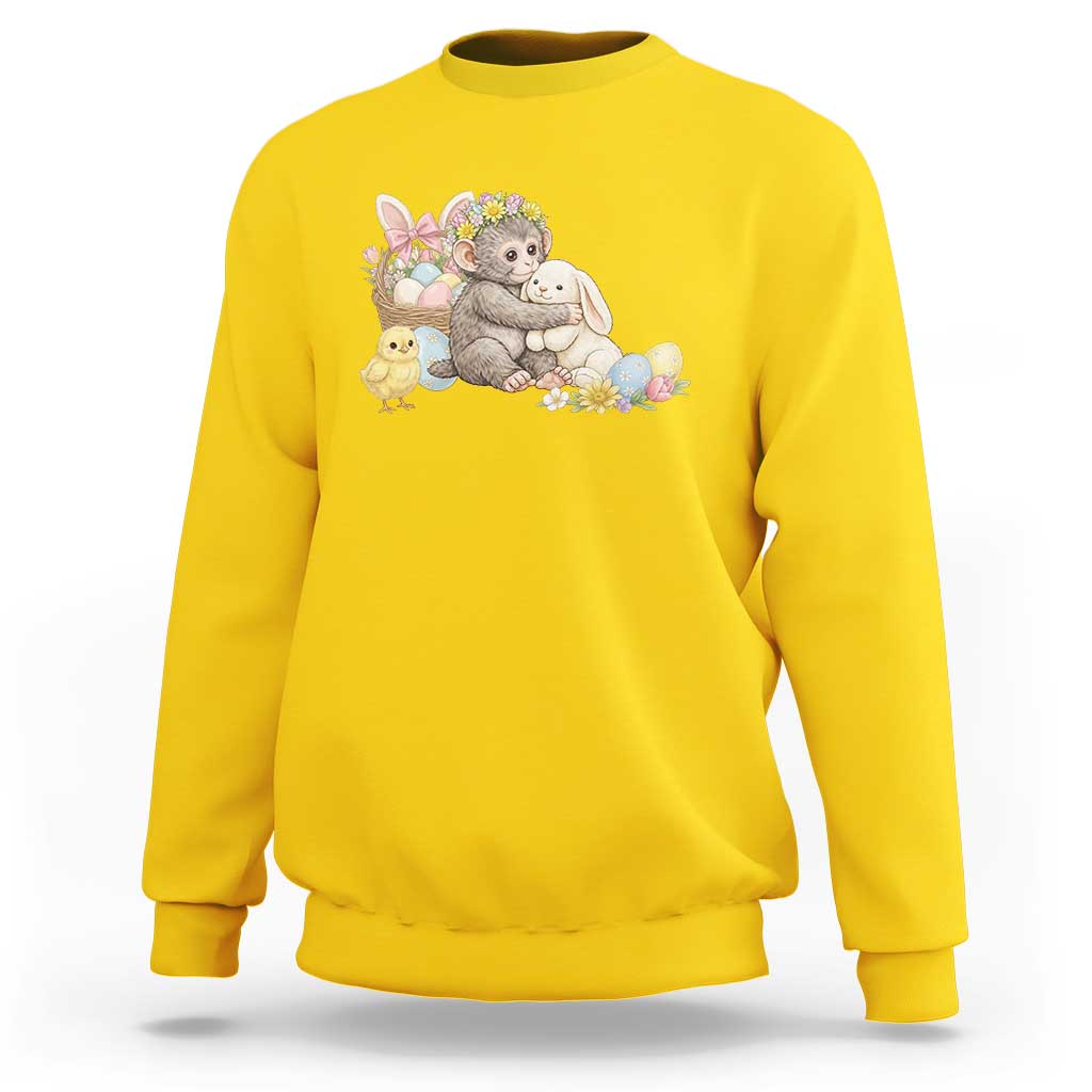 Cute Punch Baby Monkey Easter Sweatshirt Funny Animal Gift