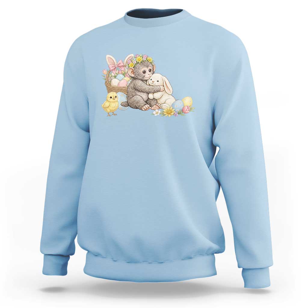 Cute Punch Baby Monkey Easter Sweatshirt Funny Animal Gift