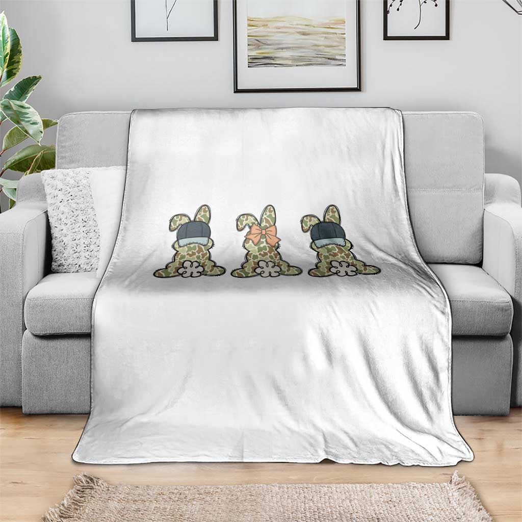 Camo Easter Bunny Throw Blanket Funny Hunter Easter Gift