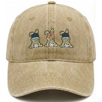 Camo Easter Bunny Washed Cotton Baseball Cap Funny Hunter Easter Gift