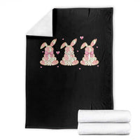 Floral Bunny Easter Throw Blanket Shabby Chic Rose Pattern
