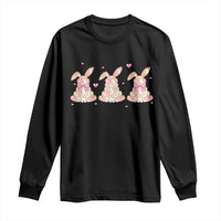 Floral Bunny Easter Long Sleeve Shirt Shabby Chic Rose Pattern