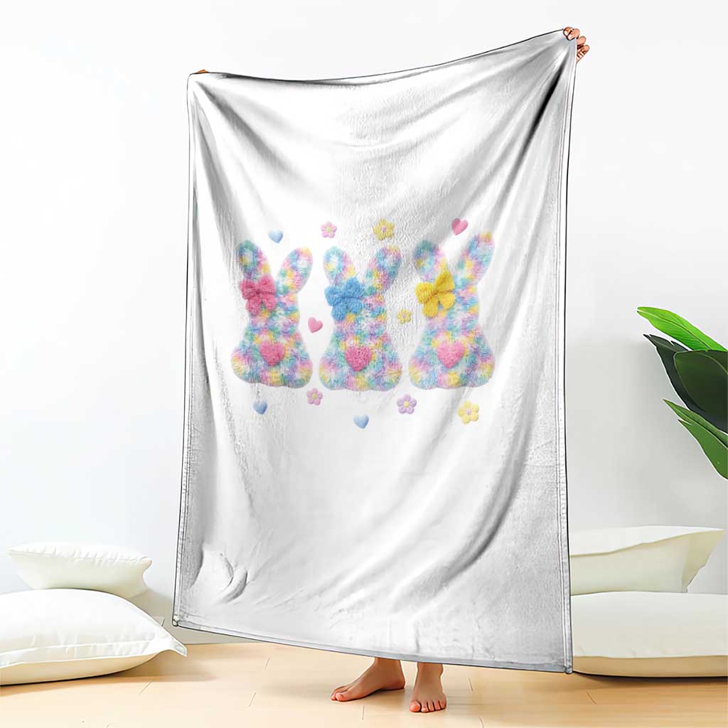 Faux Yarn Easter Bunny Effect Printed Throw Blanket Coquette Aesthetic Gift