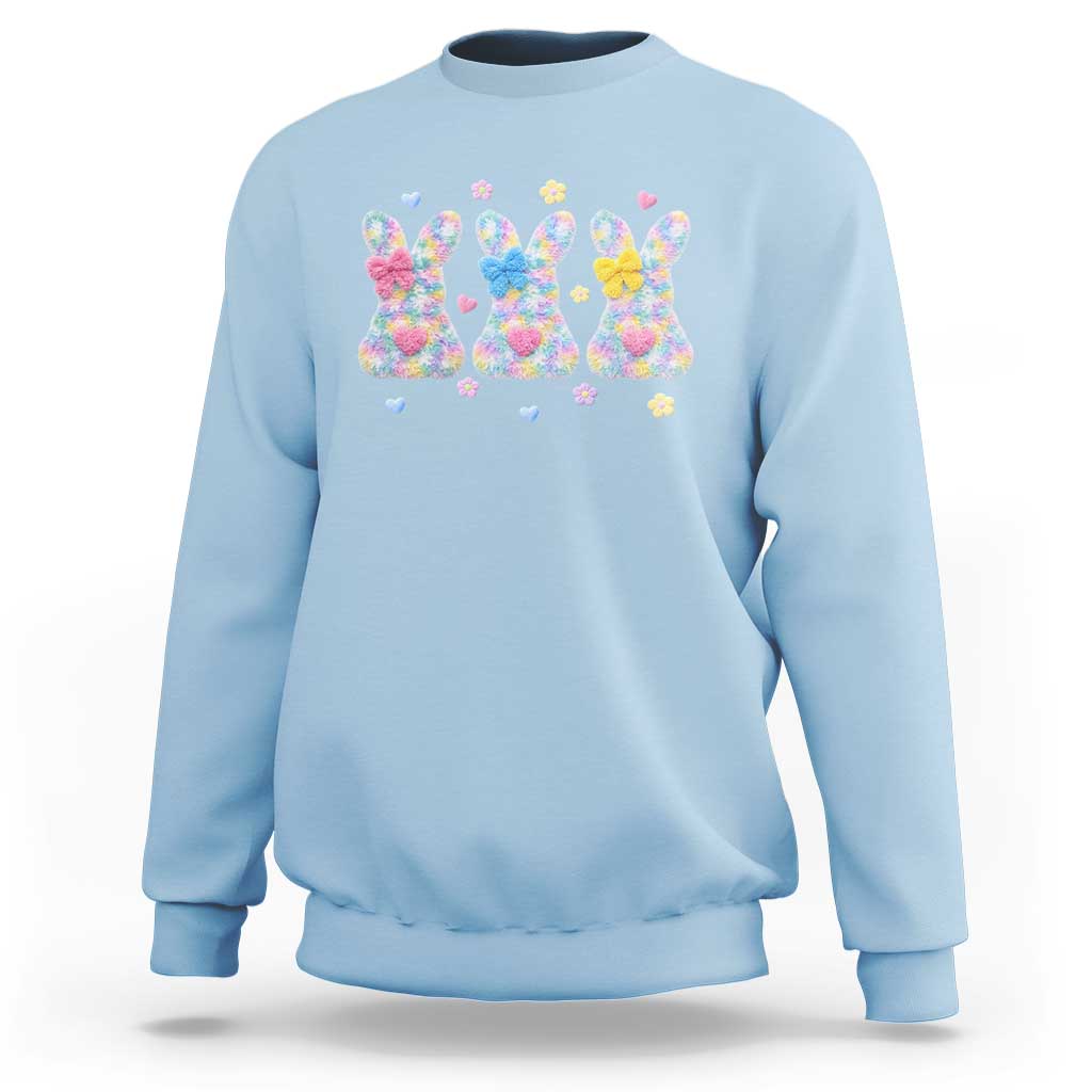 Faux Yarn Easter Bunny Effect Printed Sweatshirt Coquette Aesthetic Gift