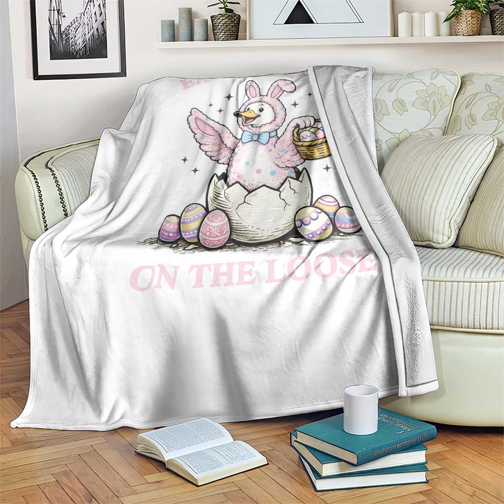 Easter Goose On The Loose Throw Blanket Funny Easter Egg Hunt Gift