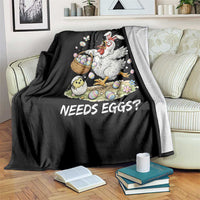 Funny Easter Chicken Bunny Ears Throw Blanket Somebunny Needs Eggs
