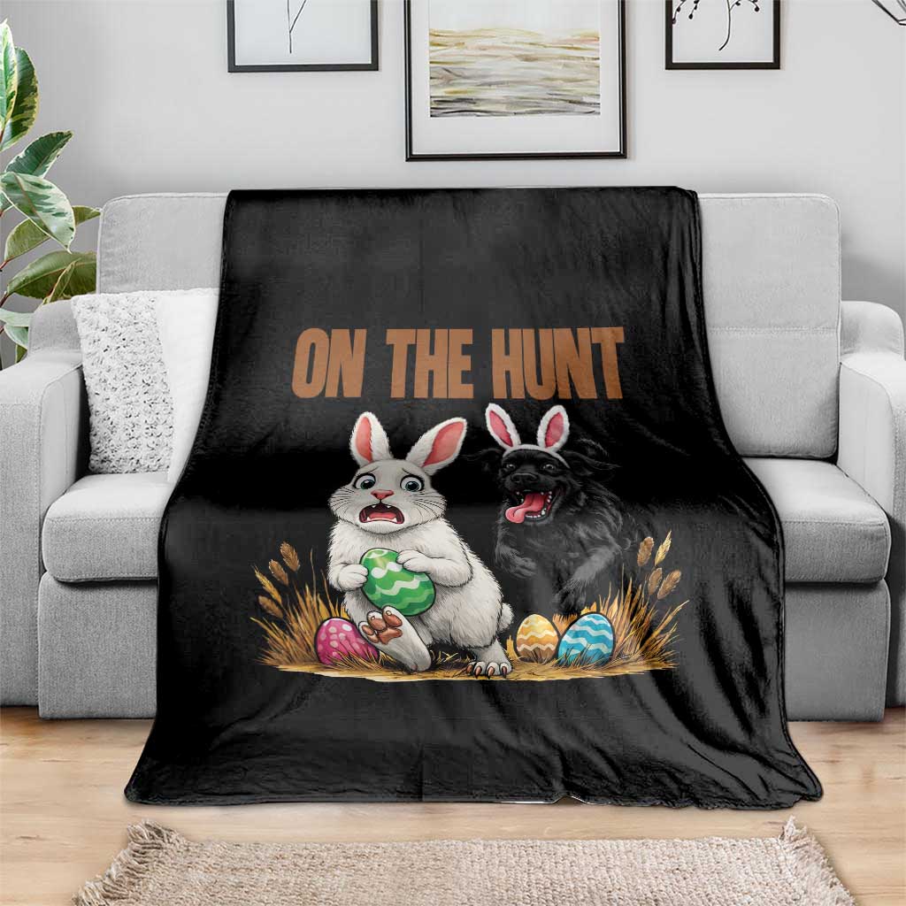 Funny Easter Labrador Bunny Ears Throw Blanket On The Hunt