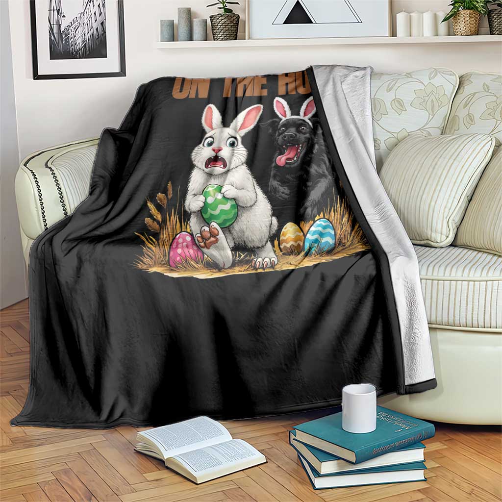 Funny Easter Labrador Bunny Ears Throw Blanket On The Hunt
