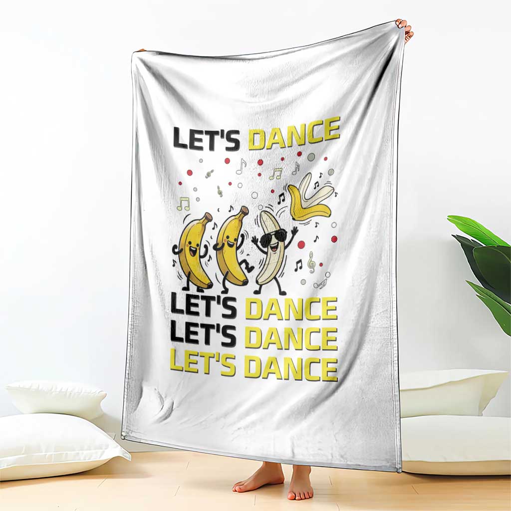 Funny Dancing Banana Throw Blanket Lets Dance Silly Meme Graphic