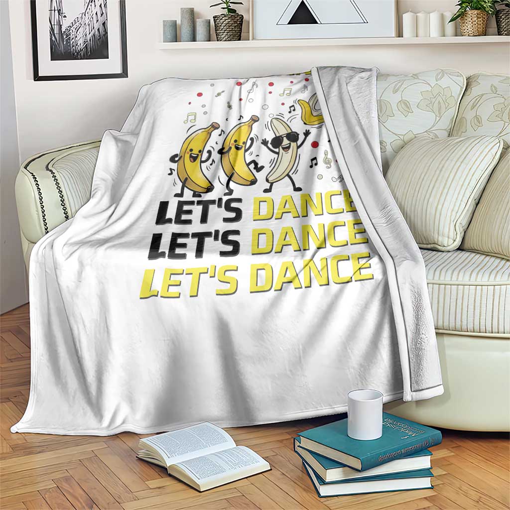 Funny Dancing Banana Throw Blanket Lets Dance Silly Meme Graphic