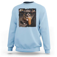Funny Pitbull Drinking Coffee Sweatshirt Dog Meme Caffeine Graphic