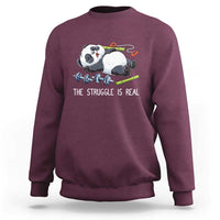Funny Panda Workout Gift Sweatshirt The Struggle Is Real