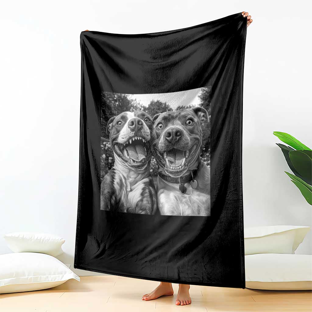 Pitbull Selfie Meme Throw Blanket Funny Dog Lover Graphic