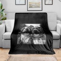 Pitbull Selfie Meme Throw Blanket Funny Dog Lover Graphic