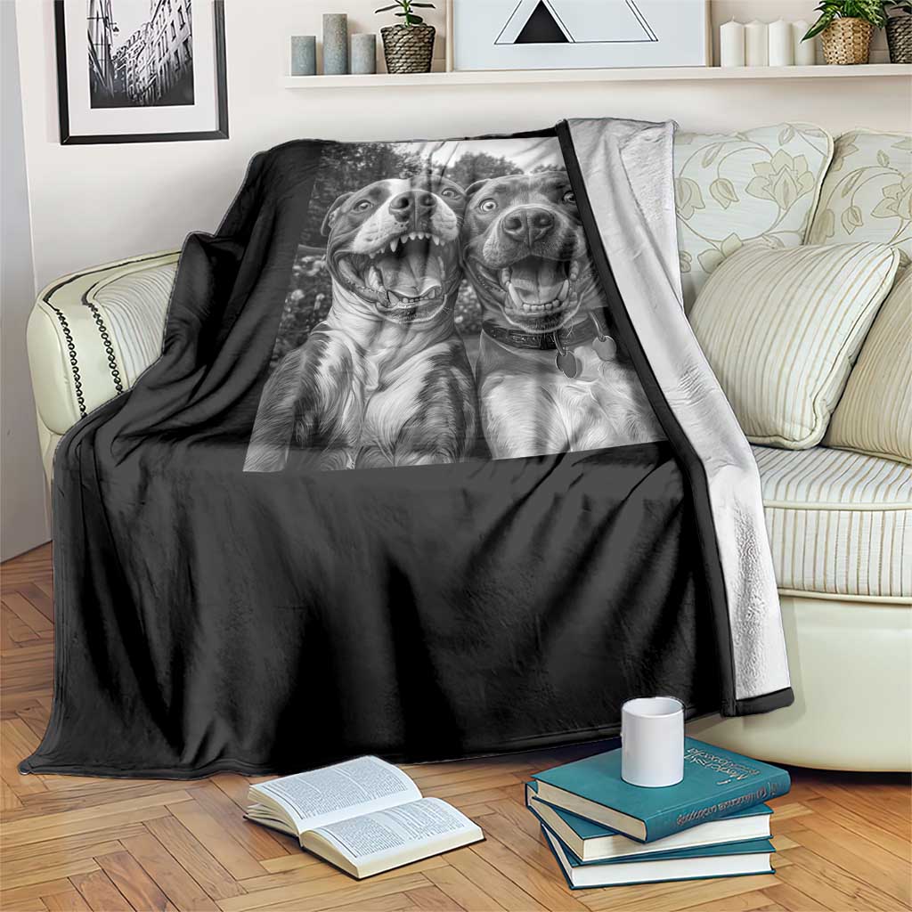 Pitbull Selfie Meme Throw Blanket Funny Dog Lover Graphic