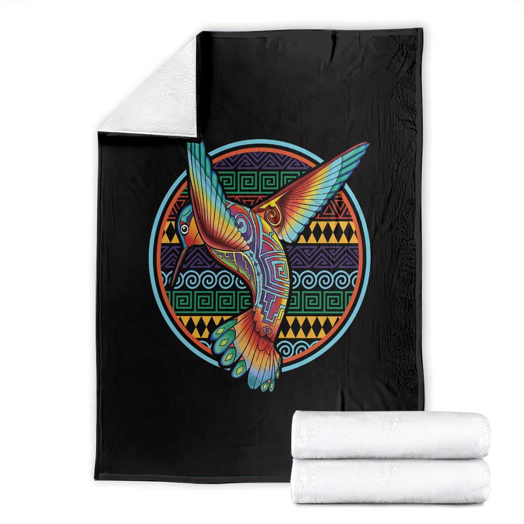 Colorful Geometric Tribal Hummingbird Throw Blanket Southwest Pattern Graphic