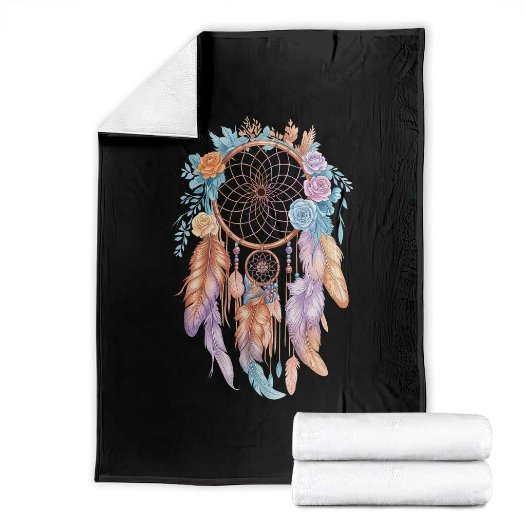 Dream Catcher Colorful Boho Floral Feather Graphic Throw Blanket