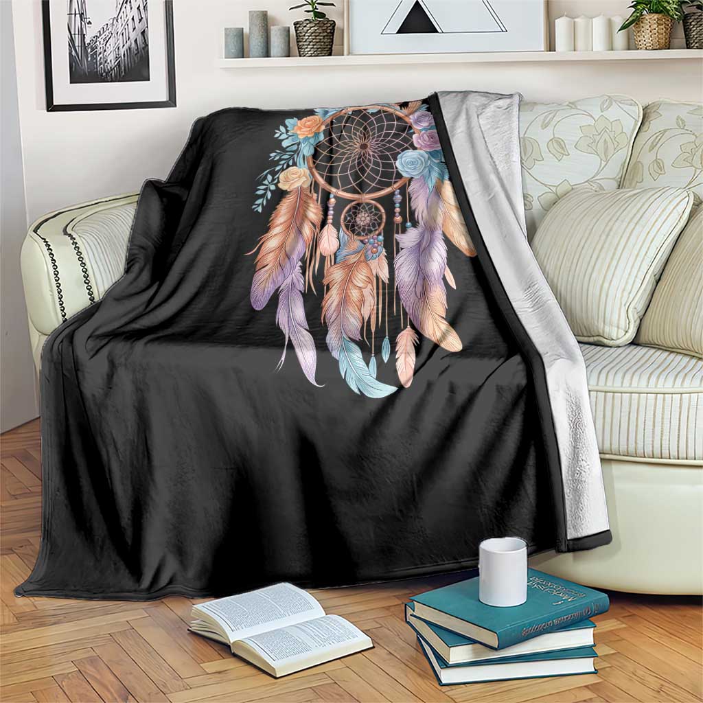 Dream Catcher Colorful Boho Floral Feather Graphic Throw Blanket