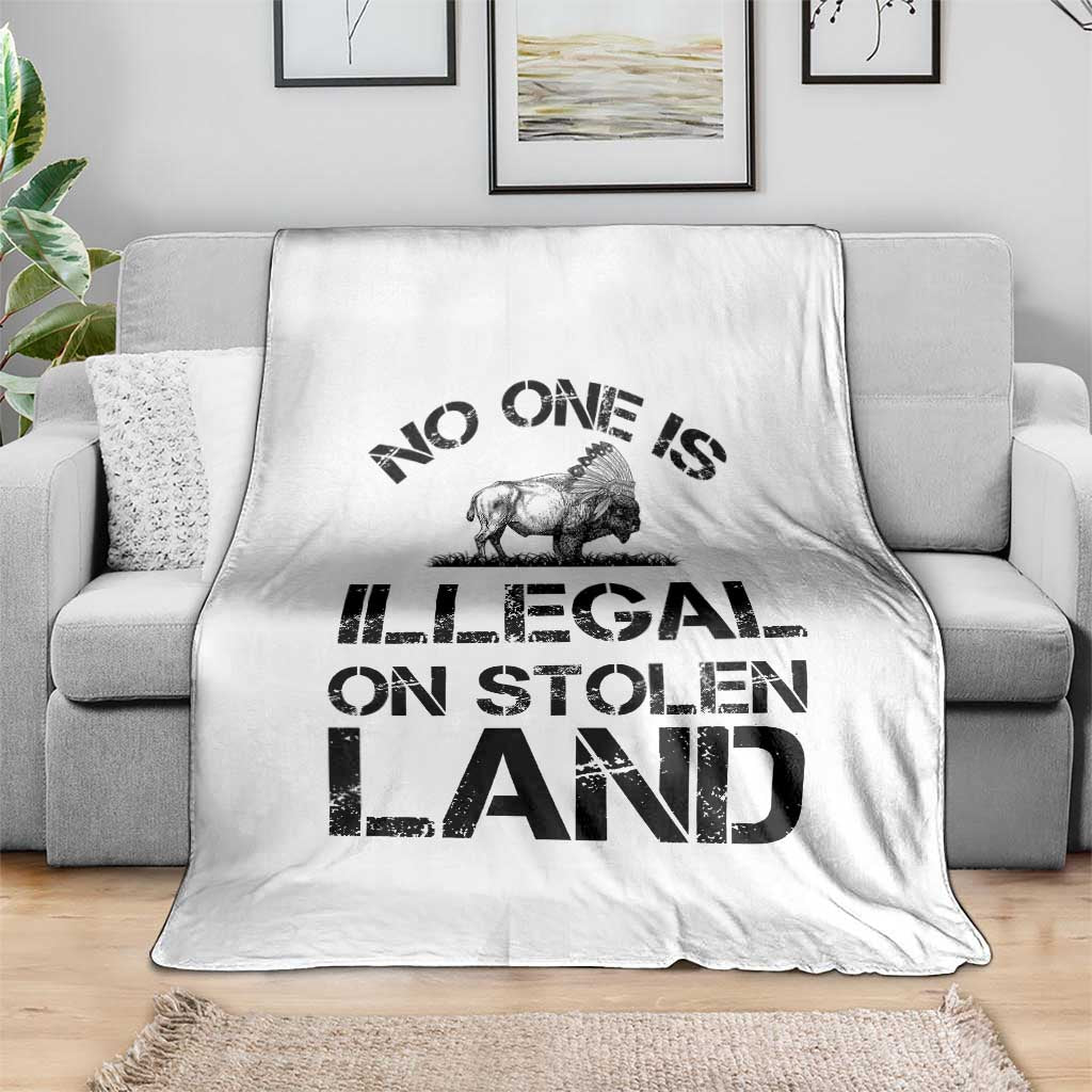 Native American Buffalo Graphic Throw Blanket No One Is Illegal On Stolen Land