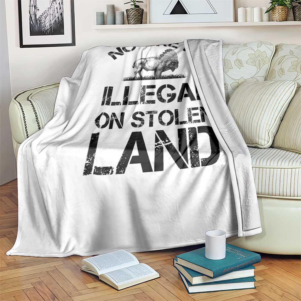 Native American Buffalo Graphic Throw Blanket No One Is Illegal On Stolen Land