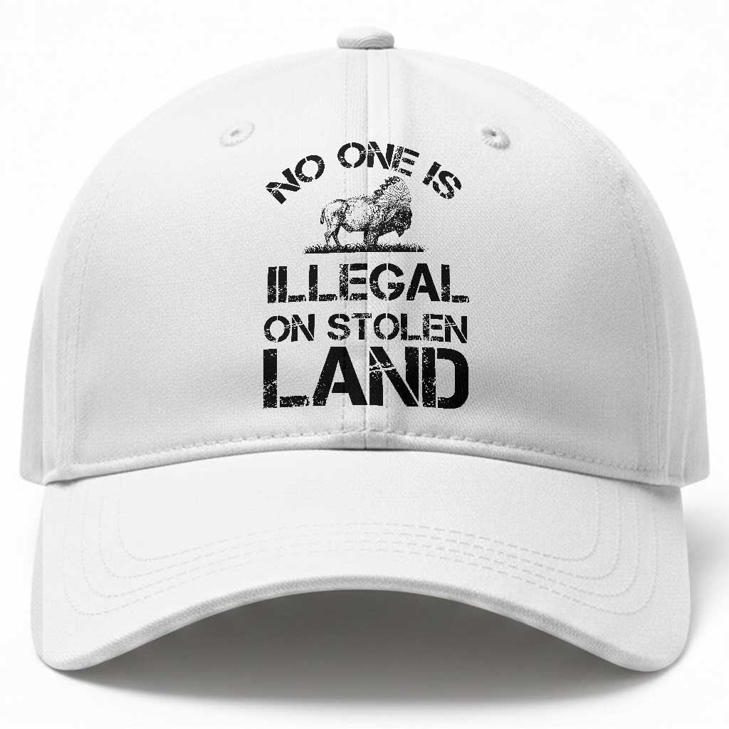 Native American Buffalo Graphic Baseball Cap No One Is Illegal On Stolen Land
