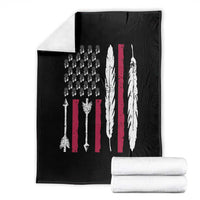 Vintage Native American Flag Throw Blanket Dreamcatcher And Feather Graphic