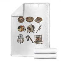 Indigenous Cultural Artifacts Throw Blanket Native American Heritage Graphic
