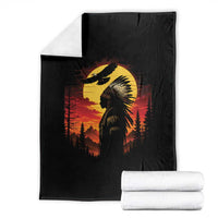 Vintage Native American Warrior Throw Blanket Indigenous Heritage Pride