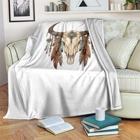 Vintage Southwestern Cow Skull Throw Blanket Boho Feather Western Graphic