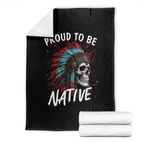 Proud To Be Native Throw Blanket Native American Skull Headdress Graphic
