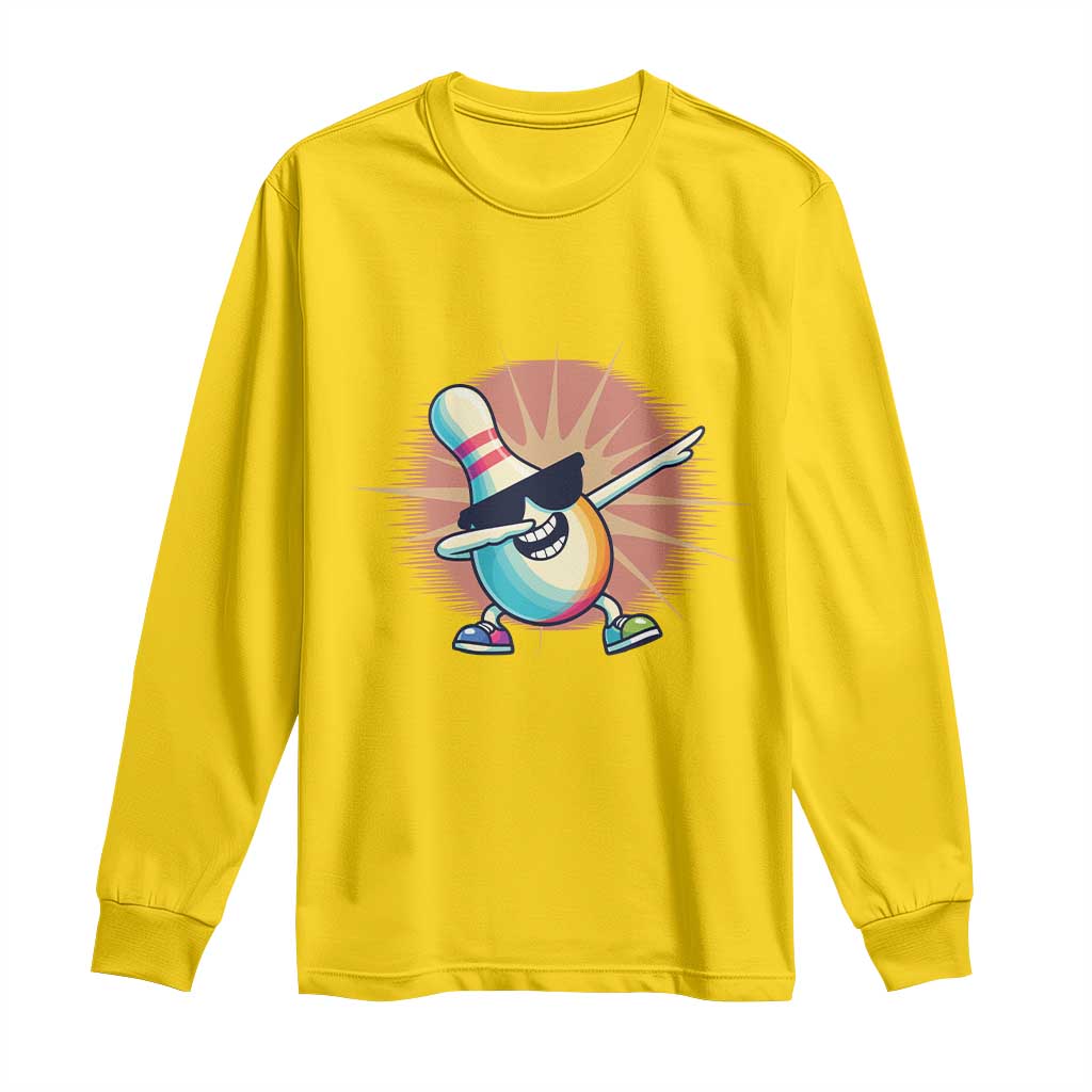 Dabbing Bowling Pin Long Sleeve Shirt Funny Player Gift - Wonder Print Shop