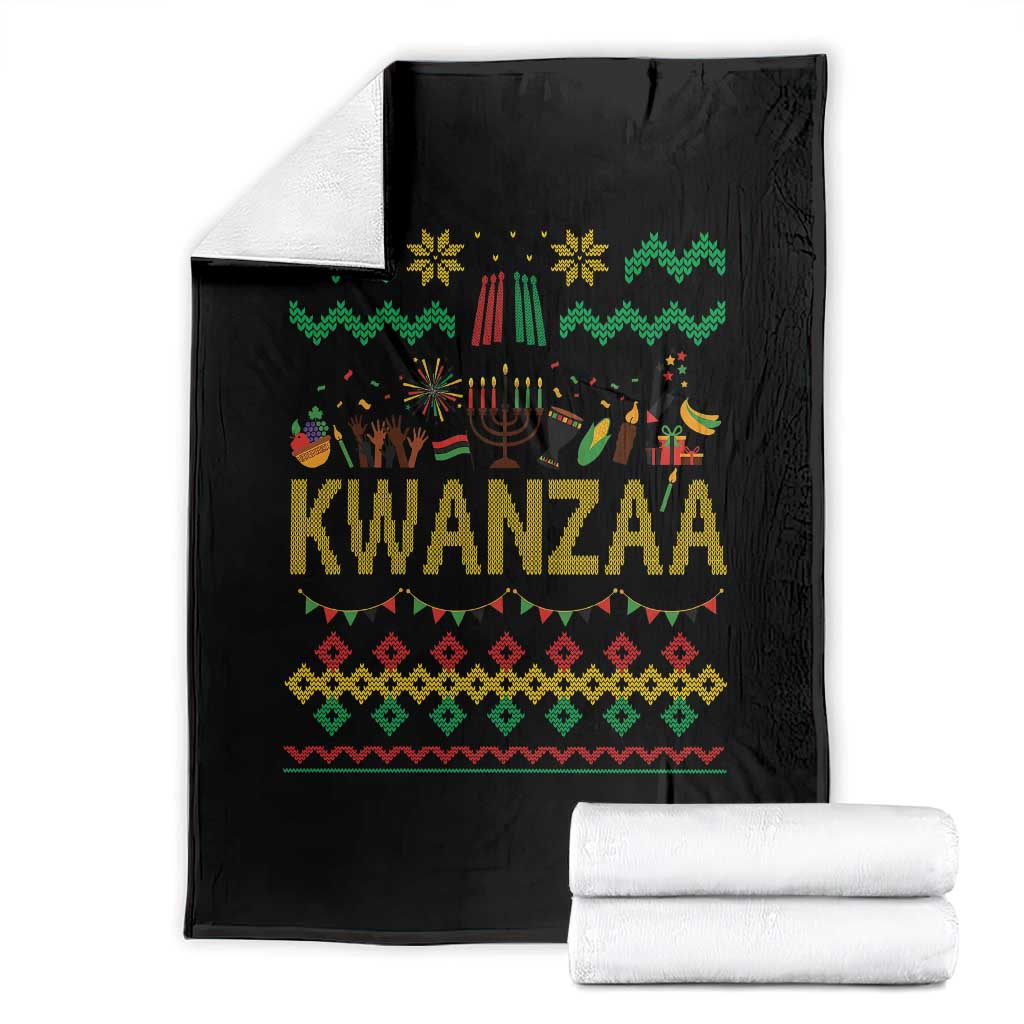 Funny Kwanzaa Celebration Ugly Sweater Throw Blanket African Heritage Holiday Gift - Wonder Print Shop