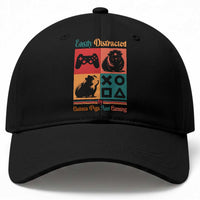 Funny Easily Distracted By Guinea Pigs And Gaming Baseball Cap Game Lover Gift