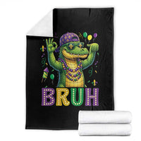 Mardi Gras Mardigator Alligator Six Seven Bruh Meme Throw Blanket