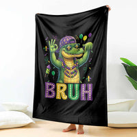 Mardi Gras Mardigator Alligator Six Seven Bruh Meme Throw Blanket