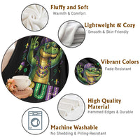 Mardi Gras Mardigator Alligator Six Seven Bruh Meme Throw Blanket