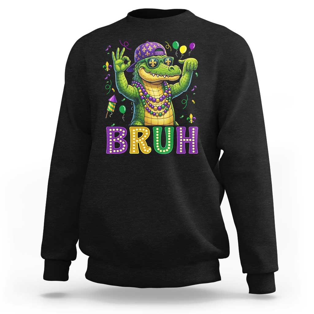 Mardi Gras Mardigator Alligator Six Seven Bruh Meme Sweatshirt