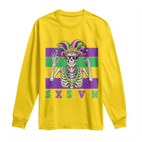 Funny Mardi Gras Skeleton Long Sleeve Shirt Six Seven Meme