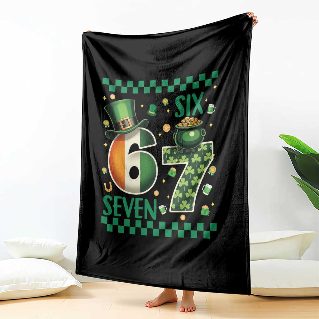 Funny St Patricks Six Seven Throw Blanket Gen Z Irish Gift