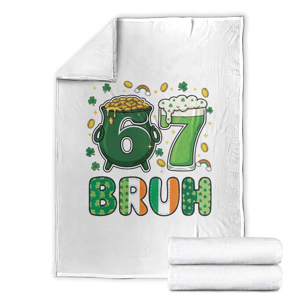 Funny St Patricks Day Six Seven Meme Throw Blanket Irish American Gift